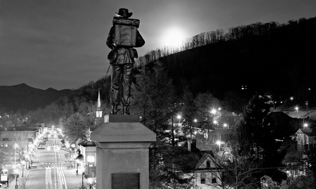 Taken from Court House over looking Downtown Sylva on a full moon night.
